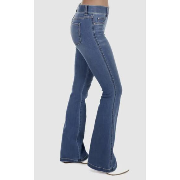 SPANX Jeans Denim Flare Vintage Indigo Blue Pull On Long Y2K 20456R Plus Size 2X - Picture 1 of 11